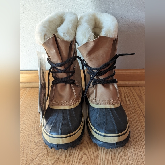 SOLD - VTG SOREL BOOTS KAUFMAN MENS 8 BROWN LEATHER CARIBOU BOOTS CANADA - NEW - Picture 2 of 9